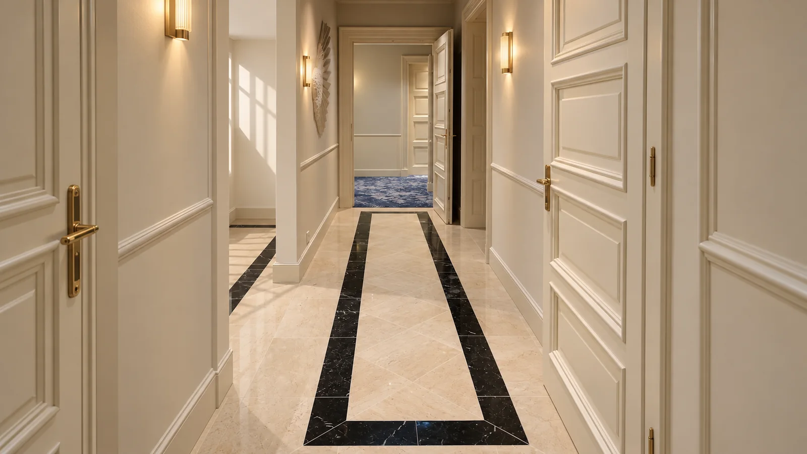 Hotel Andaz Prague – chodba s kamennou podlahou